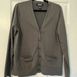 Lands' End Classic Gray V-Neck Cardigan